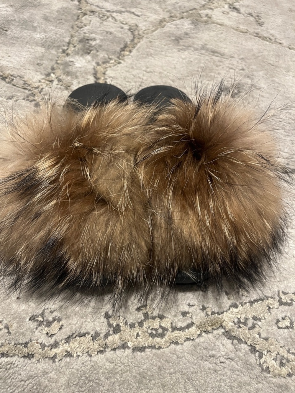 Plush Brown Faux Fur Slide Slippers